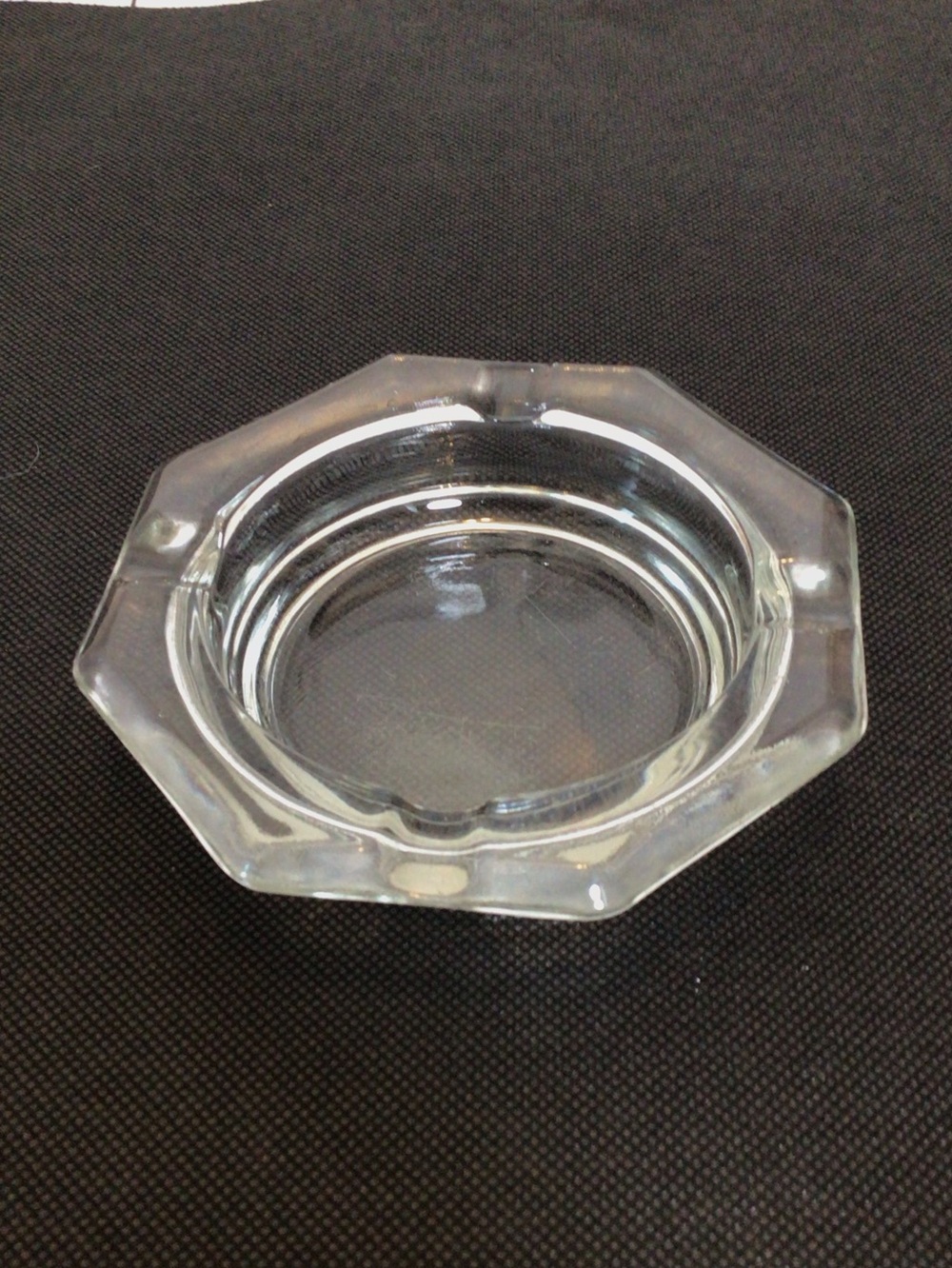 Vintage Clear Glass Octagonal Ashtray Mid Century Trinket Catchall Dish